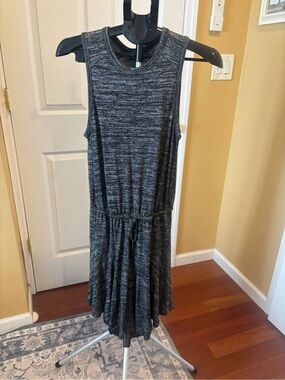 Massimo Heathered Charcoal Gray Sleeveless Drawstring Waist Dress